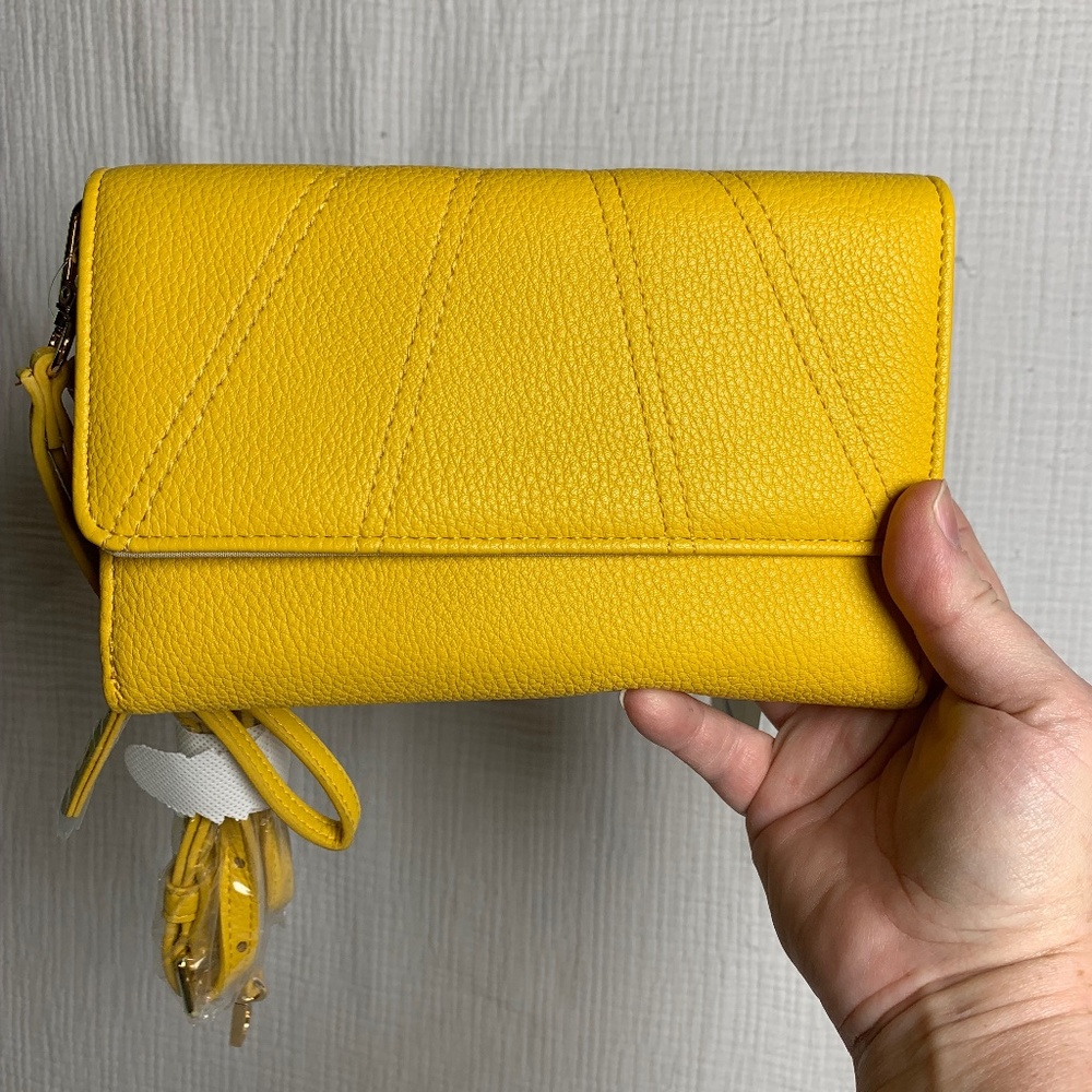 Kate Landry yellow hand bag NWT wristlet amd crossbody strap